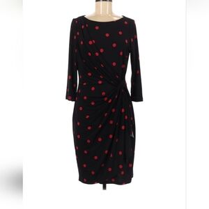 Catherine Malandrino Black Midi Dress with Red Dots
